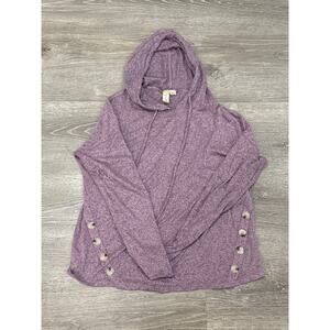 Misia Women's Purple Large Hooded Knit Sweater Stretchy